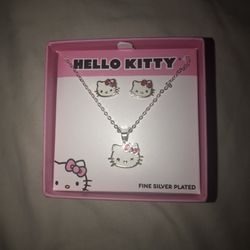 Hello Kitty Earrings And Necklace Set
