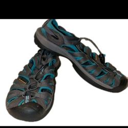 Keen Whisper Sport Sandals Womens 7 Gray Teal Waterproof Hiking Water Shoes