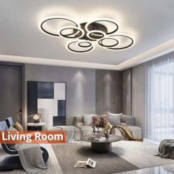 Shine LUEST Modern Ceiling Light, 41.3" Dimmable LED Black Flush Mount Cei (SR)