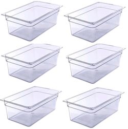 Set Of 6 Full Size Polycarbonate Food Pan, 18qt