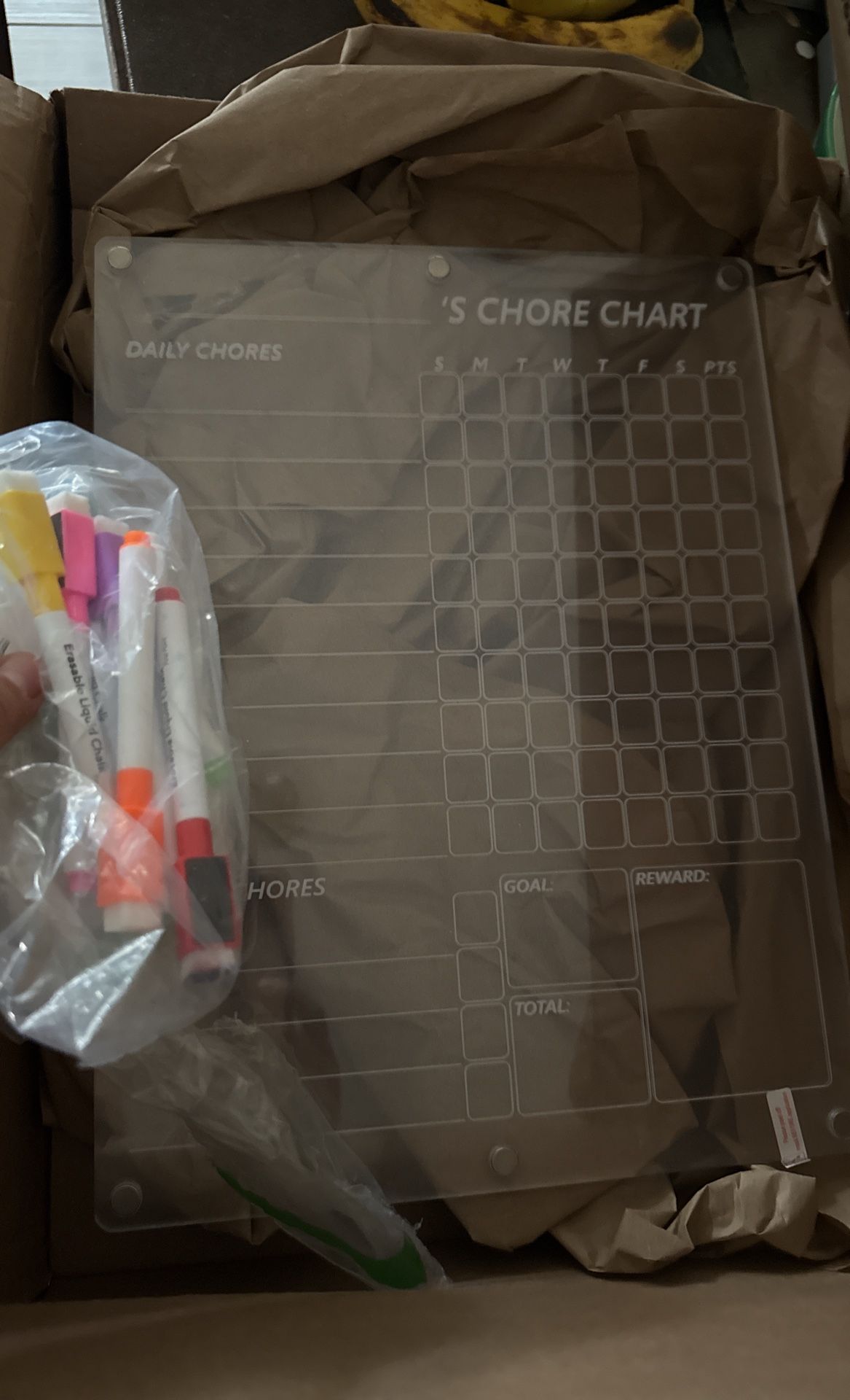 Magnetic Chore Chart w/Dry Erase Markers