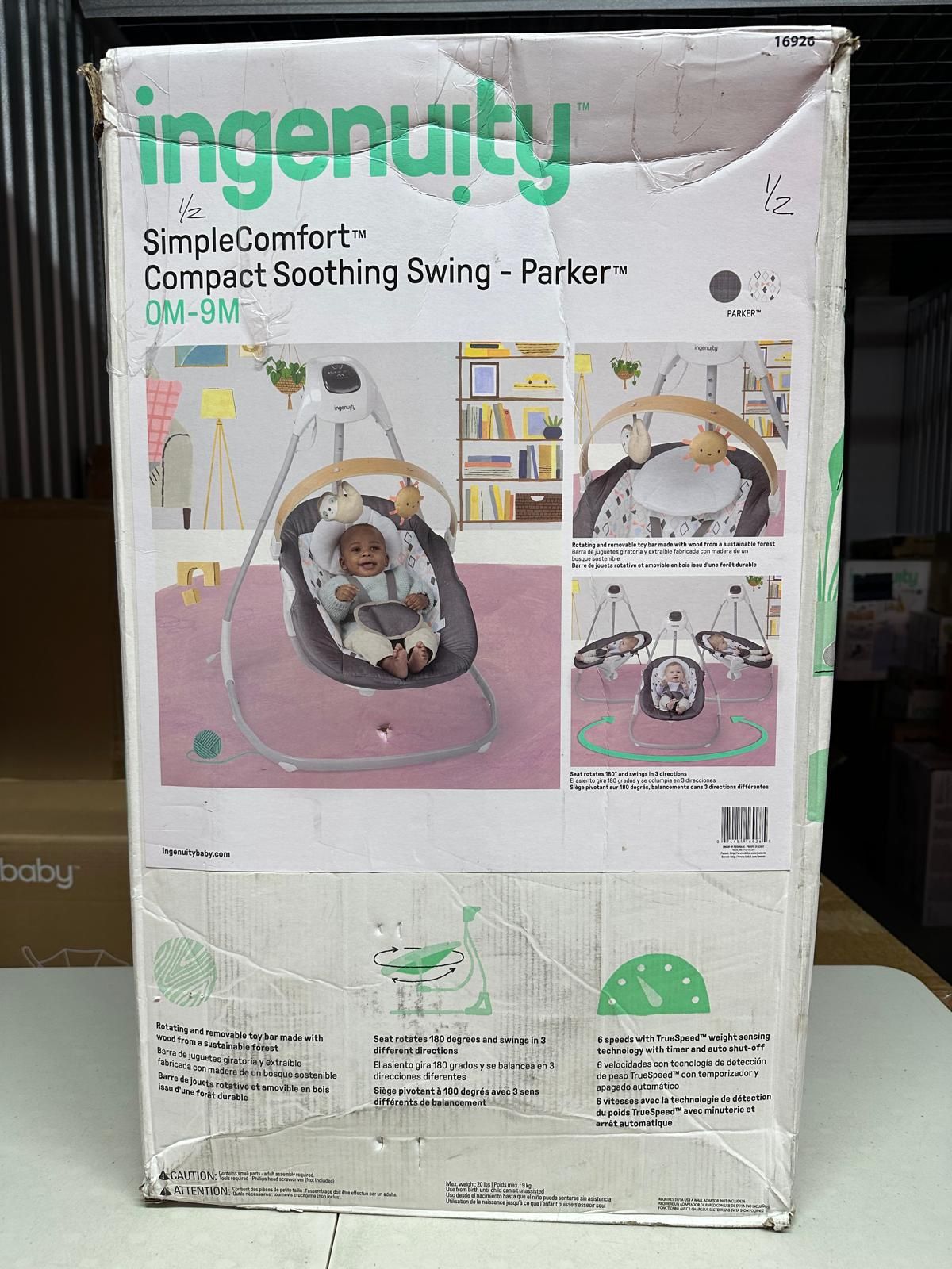 Ingenuity SimpleComfort Compact Soothing Baby Swing – Parker