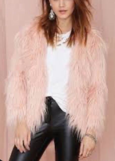 Fluffy Jacket For Women Elegant Solid pink Long Sleeve Coat Casual Female Winter Lady Chic Streetwear Jakcets