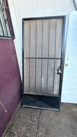 Steel door with a screen