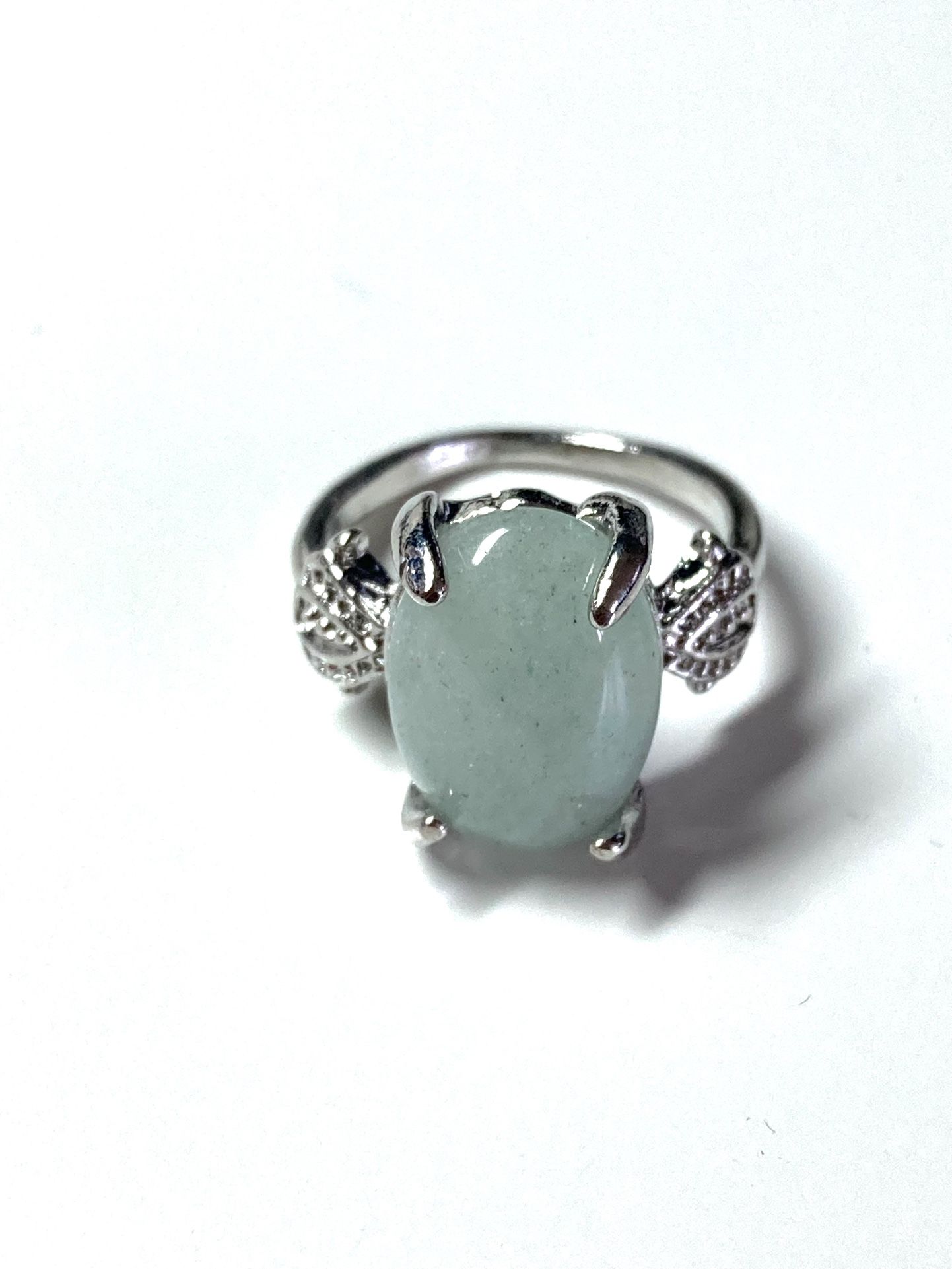 001 Jadeite Oval Green Ring Size 4.5