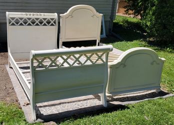 Two Vintage White Twin Beds $80 each Plz