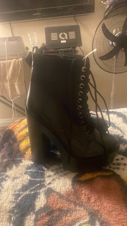 Black Platform Lace-Up Ankle Boots