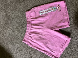 Pink Graphic Shorts with Elastic Waist