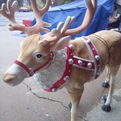 Large Reindeer With Harness Lights Decoration 46 Inches Tall 