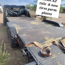 Metal Deck Flatbed Gooseneck Trailer Clean Arizona Title Permanent Plates New Tags Needs Nothing