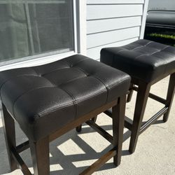 Brown Leather Barstools 