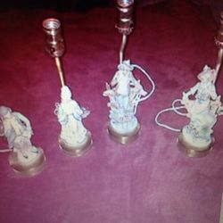 VINTAGE Set of TWO Colonial Couple Figurine Table Lamps