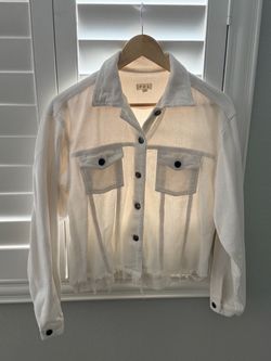 POL White Corduroy Button-Up Jacket