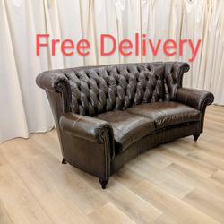 Vintage Hancock & Moore Tufted Chesterfield Leather Sofa Couch