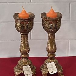 CANDLES 🕯️ HOLDERS SET 2PC 10” X 3” 