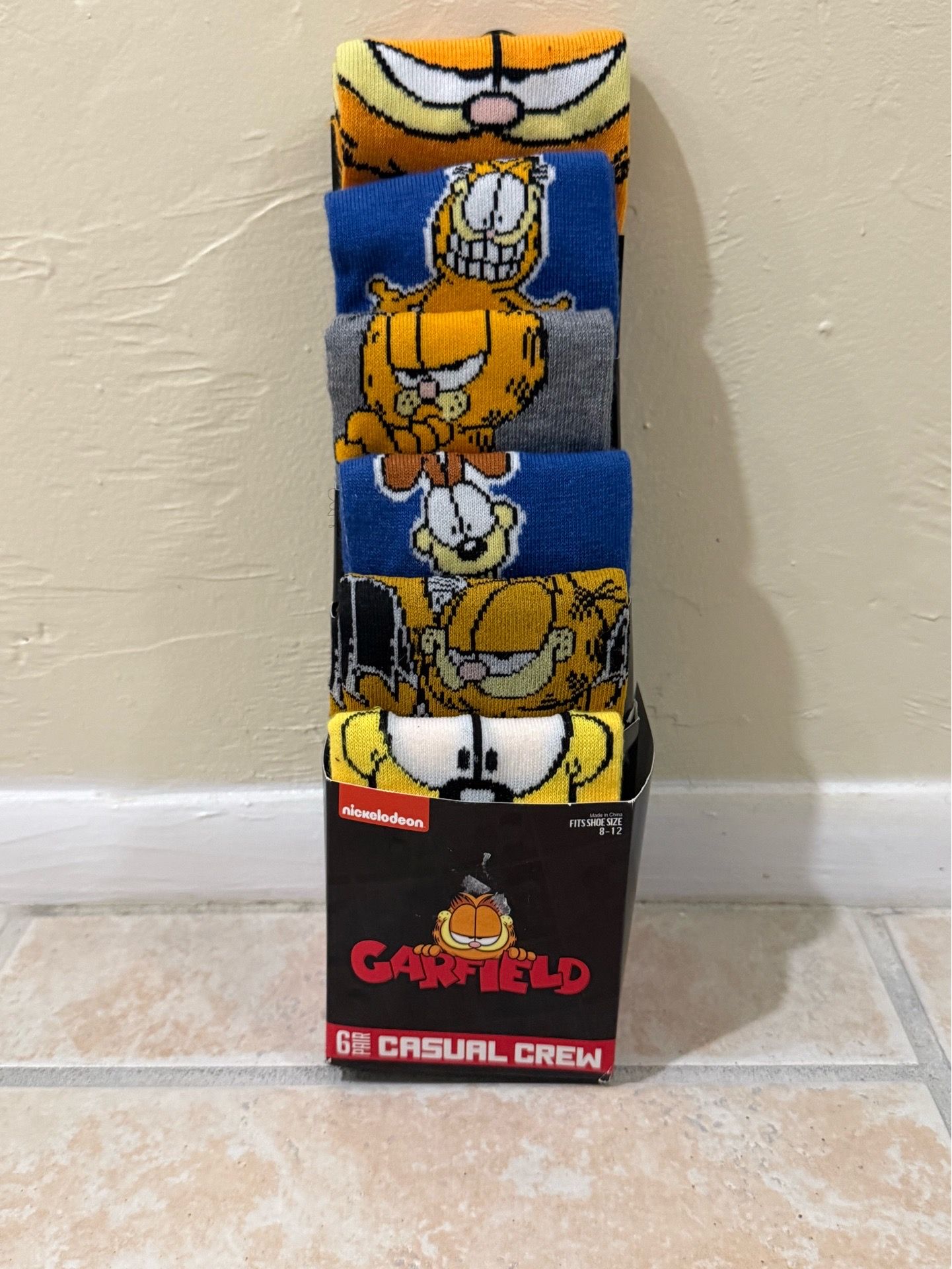 Men's Socks One Size Garfield Odie Dress Casual Crew 6 Pair Pack Nickelodeon