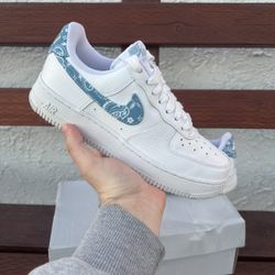 Air Force 1 Blue Paisley Size 6W/4.5y - Read Description 