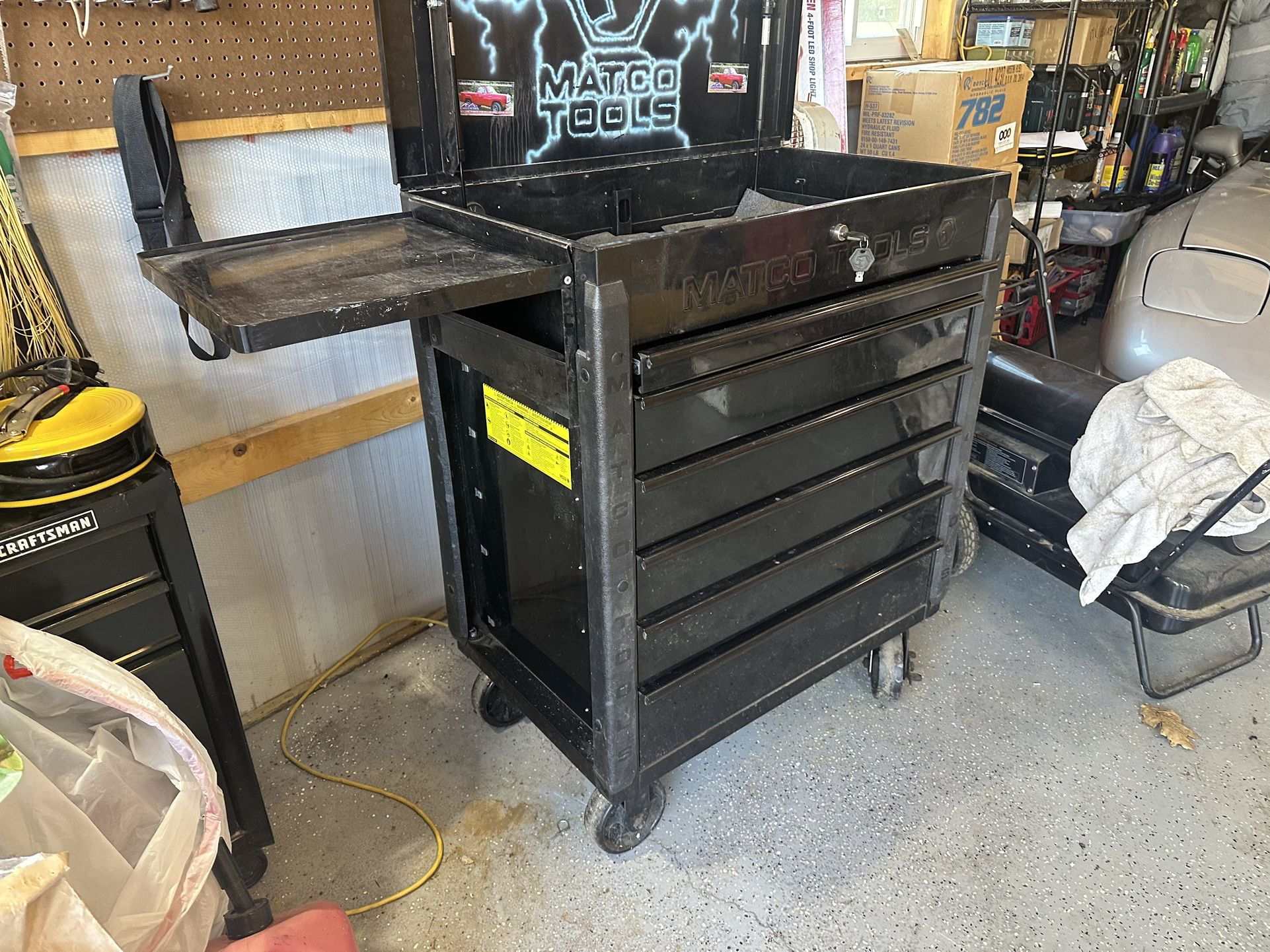 MATCO JSC480 SERVICE CART TOOLBOX 480 SERIES BLACK WITH BLACK TRIM LIMITED LIGHTNING SKULL DESIGN RETAILS $2600