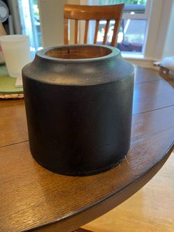 Set of 2 Black Wooden Vases