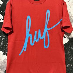 HUF Men’s Red Large Script Logo Shirt 