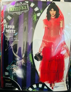 Beetlejuice Adult Women’s Lydia Deetz Costume SMALL 4-6 NEW IN PACKAGING Officially Licensed Halloween, Tim Burton, Horror (Retails for $75)