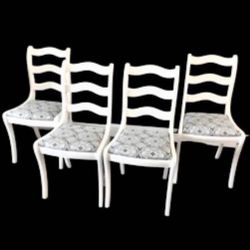  Chairs, Refinished c.1940's White Chair Set 