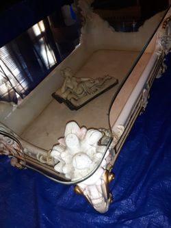 Italian Style Rare Selic Model Wood/Glass Top Table