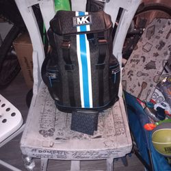 Michael Kors Back Pack Blue, White And Black. Micheal Kors Wallet Blue An Black 