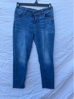Medium Wash Skinny Jeans with Raw Hem