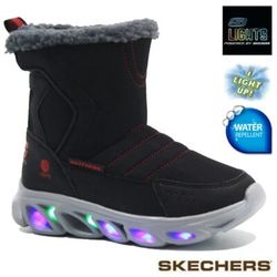 Size 10.5 Kids Water Repellent 💦 🌧️ ☔ Skechers S-Lights Hypno Flash Kids boots Lights Work Water Repellent.