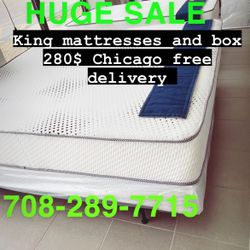 Huge sale for Mattress And Box Twin size mattress and box 150.$ full 190$ Queen 200$ king 290$. free delivery free set up 708….280….7715… cash or Zell