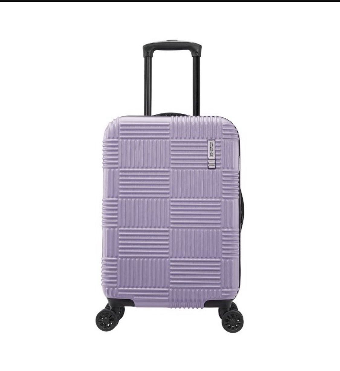 American Tourister NXT Hardside Large Checked Spinner Suitcase - Soft Lilac