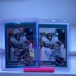 Travis hunter autographed and number card /499