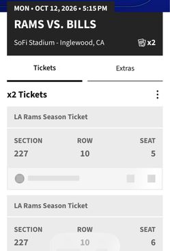 🏈 Rams vs Bills MNF – 2 Tickets – Sec 227 Row 10 – Bills Mafia