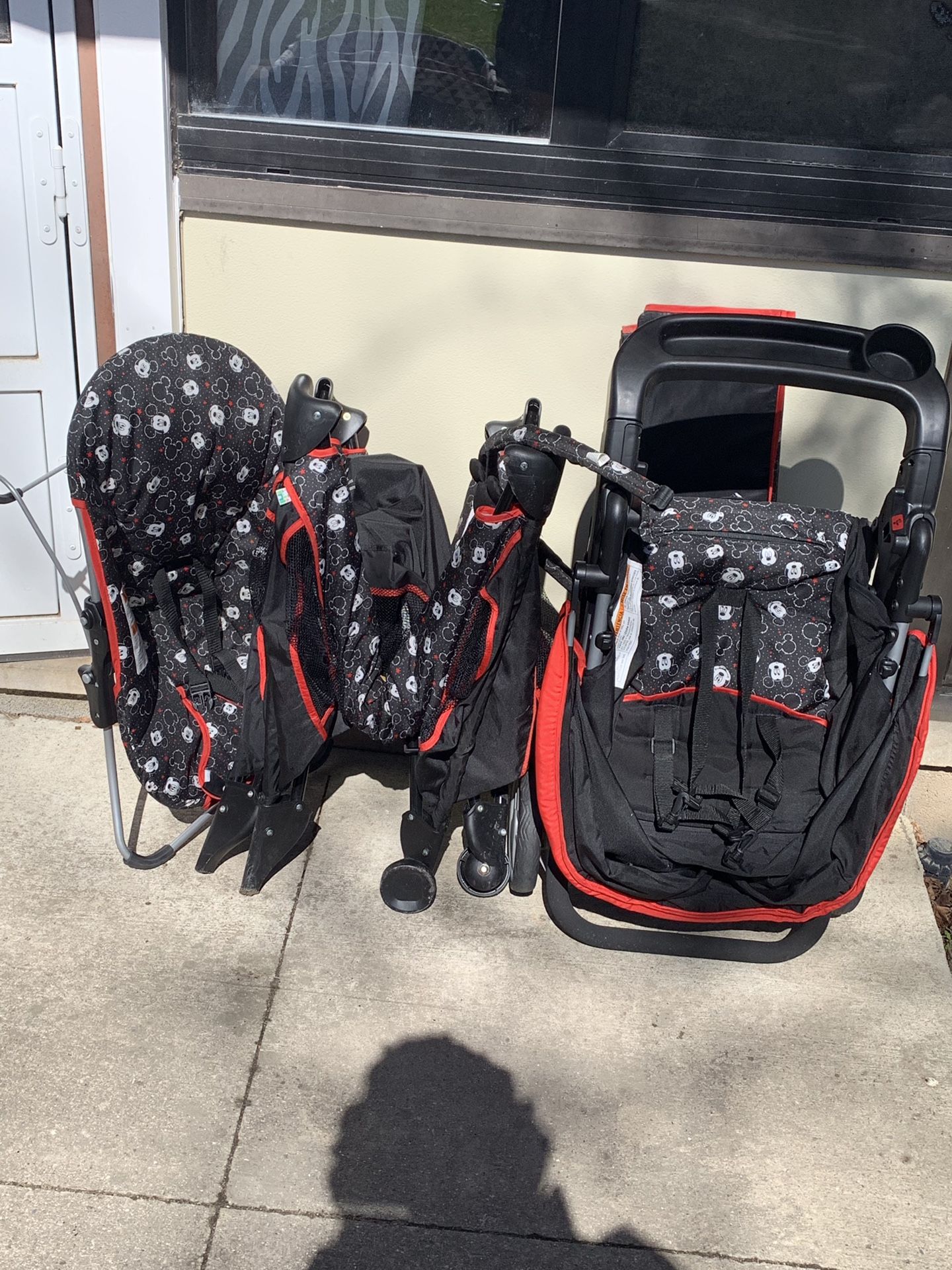 Baby Mickey Set stroller, play pen, and bouncer