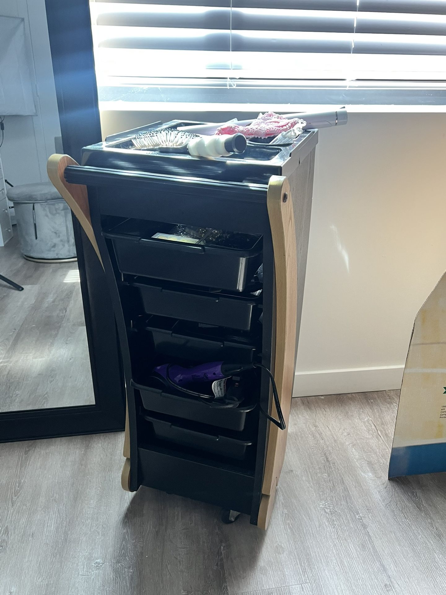 Carrito de salón con ruedas – 5 gavetas | Estación organizadora para estilista