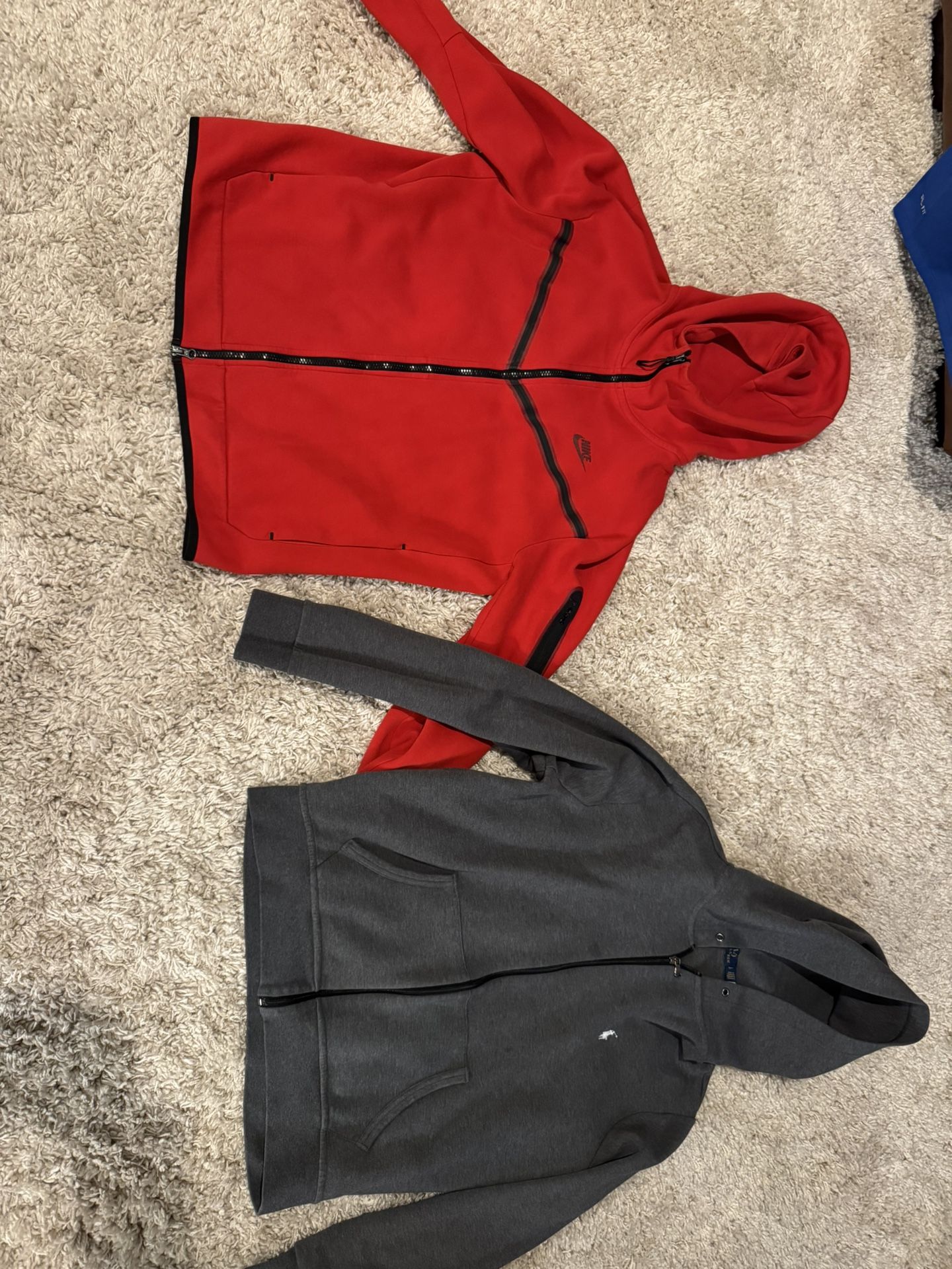 Red nike tech , zip up / grey polo zip up
