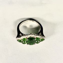 Emeraldine Quartz  Stone Ring Sterling Silver  Gothic Ring - size 8