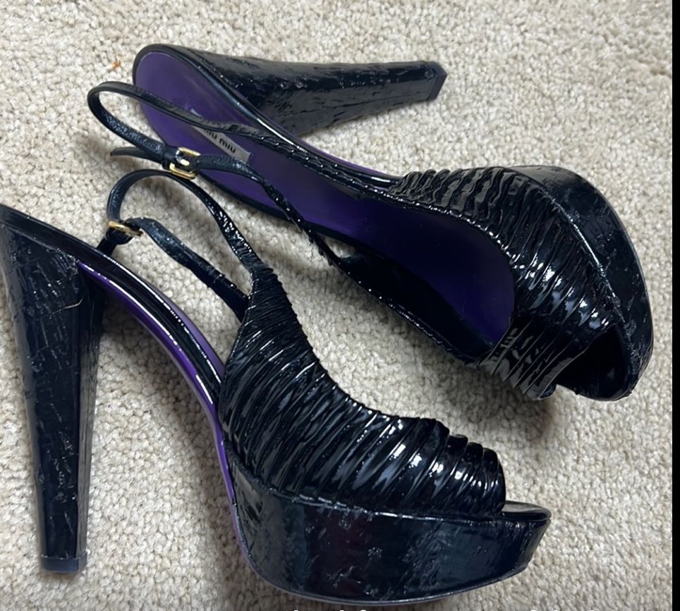 MiuMiu platform patent heel 8.5