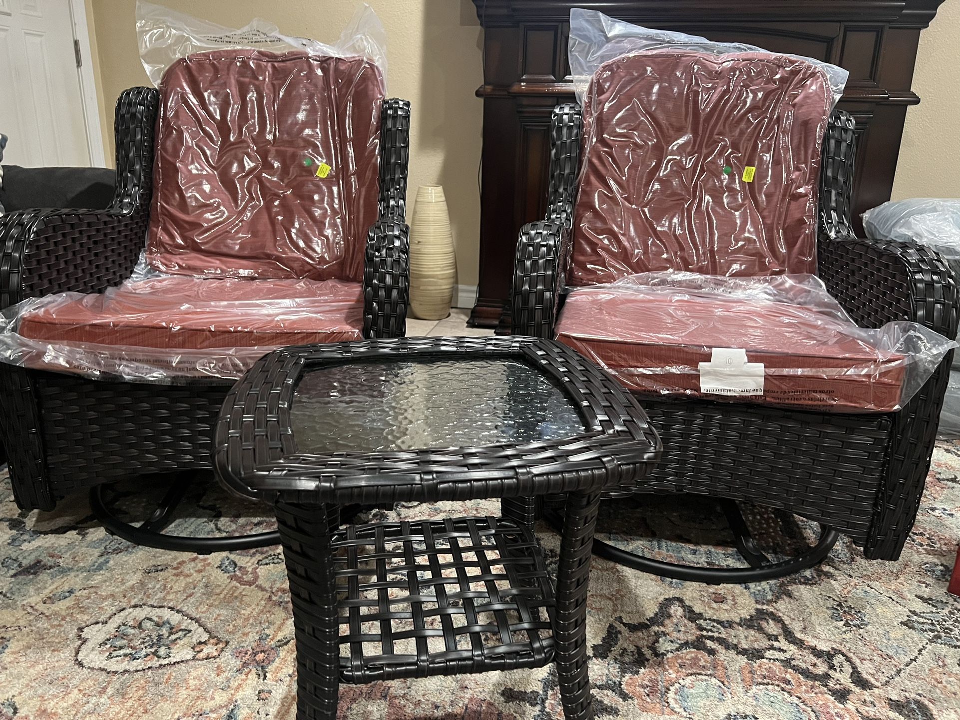 Swivel Rocking Chairs) with Red Cushioned Seat