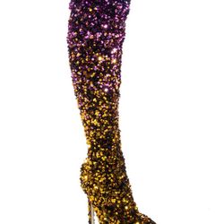 Exclusive Thigh High Sequenced Runway Stiletto Boots 