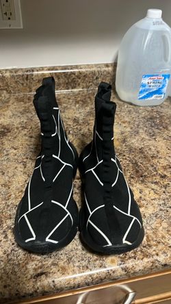 Black High-ToSock Sneakers White Pattern size 6.5