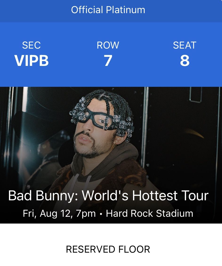 Ticket Bad Bunny Hard Rock Miami 12/AUG
