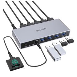 HDMI KVM Switch 1 Monitor 2 Computers, 4K@60Hz USB 3.0 KVM Switcher with 4 USB Ports for 2 Computers Share