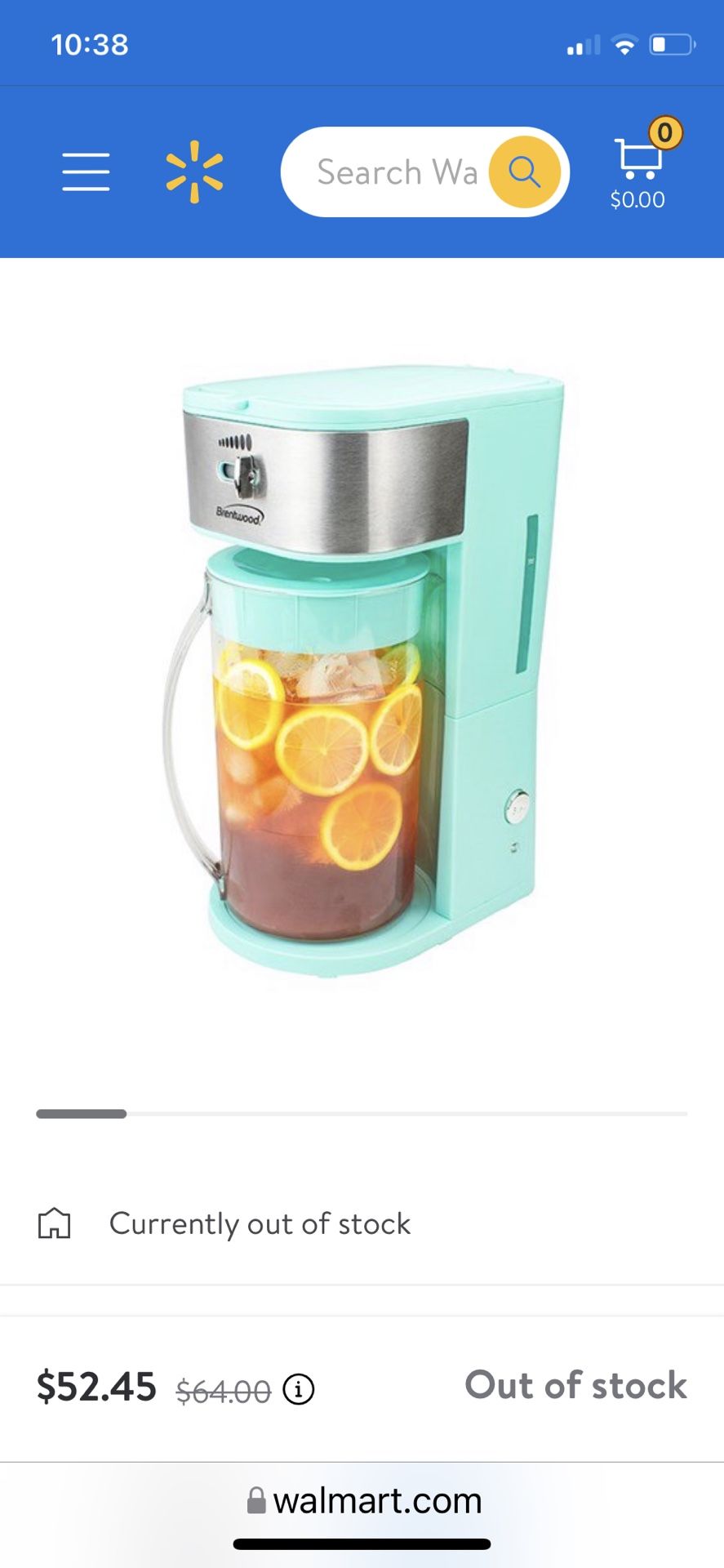 New In Box! Brentwood KT-2150 Iced Tea and Coffee Maker with 64oz Pitcher