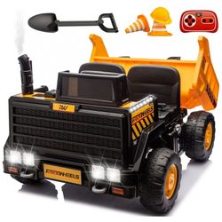🔥Brand new in Box 🔥24V7AH Ride On 2-Seater Dump Truck, 4X200W Motors, Ride On Car w/Electric Dump Bed, Extra Shovel, Parent Remote Control, LED Ligh