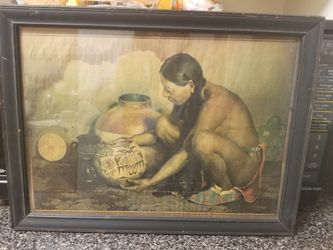 Antique wooden frames Indian print