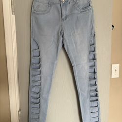 Butt Lifting High Waist Cut Out Skinny Jeans Light Blue