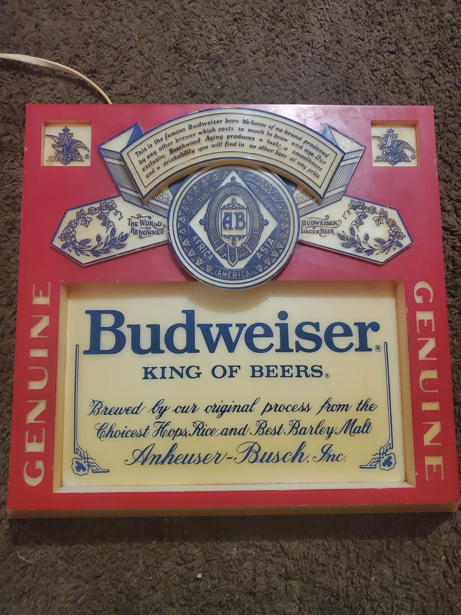 VINTAGE Budweiser “King of Beers” lighted sign