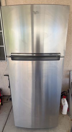 Clean Stainless Steel Whirlpool Top-Freezer Refrigerator (Works Great)